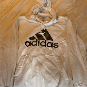 Adidas White Hoodie with Camouflage Logo